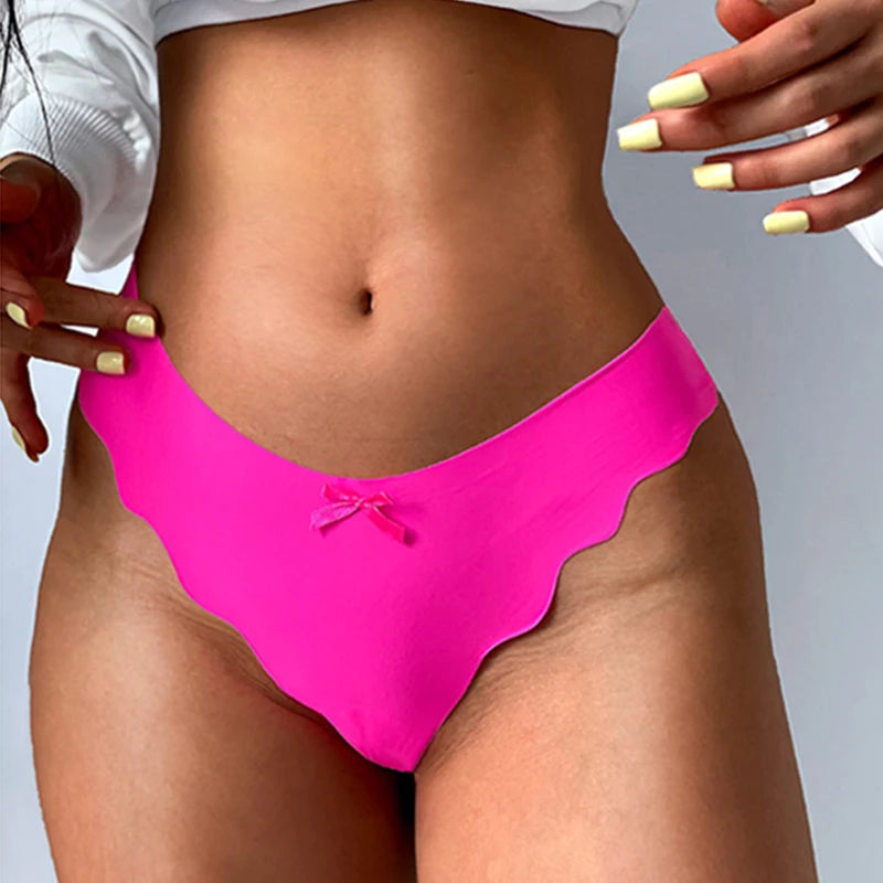 Bow Seamless Thong Women Low Waist Panties Sexy Underwear Ladies Briefs Lingere Panty Underware Comfortable Lingerie Thongs