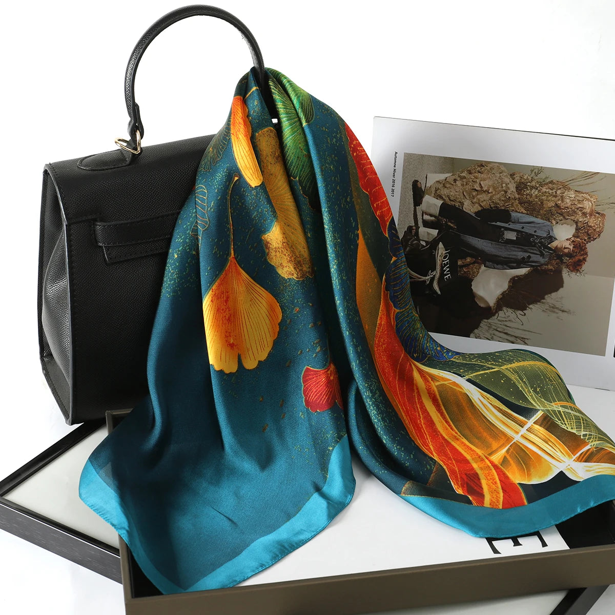 Fashion Scarves for Women Shawl Print Silk Satin Hijab Scarf Female Bandana 70*70cm Luxury Brand Square Shawls Scarfs for Ladies