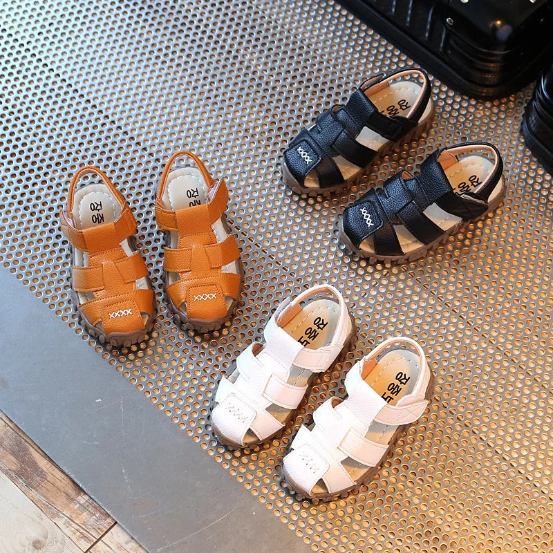 Summer New Children Korean Boy Sandals Children Baby Beach Shoe Hook & Loop Hollow Non-Slip Shoes for Baby Girl Boy Toddler Shoe