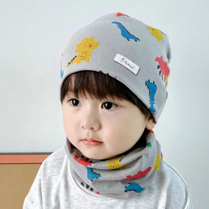 Winter Spring Cotton Baby Hat Scarf Infant Hat Set Duvet Fabric Beanie Hats for Kids Baby Girl Hat Baby Boy Hat Plush Warm Hat