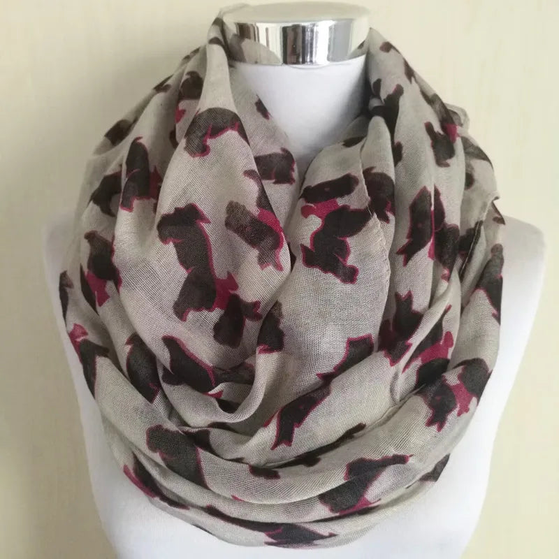 New Ladies Viscose Cotton Hedgehog Print Infinity Scarf for Women Variety of Animal Prints Circle Scarves Fashion Ring Scarfs
