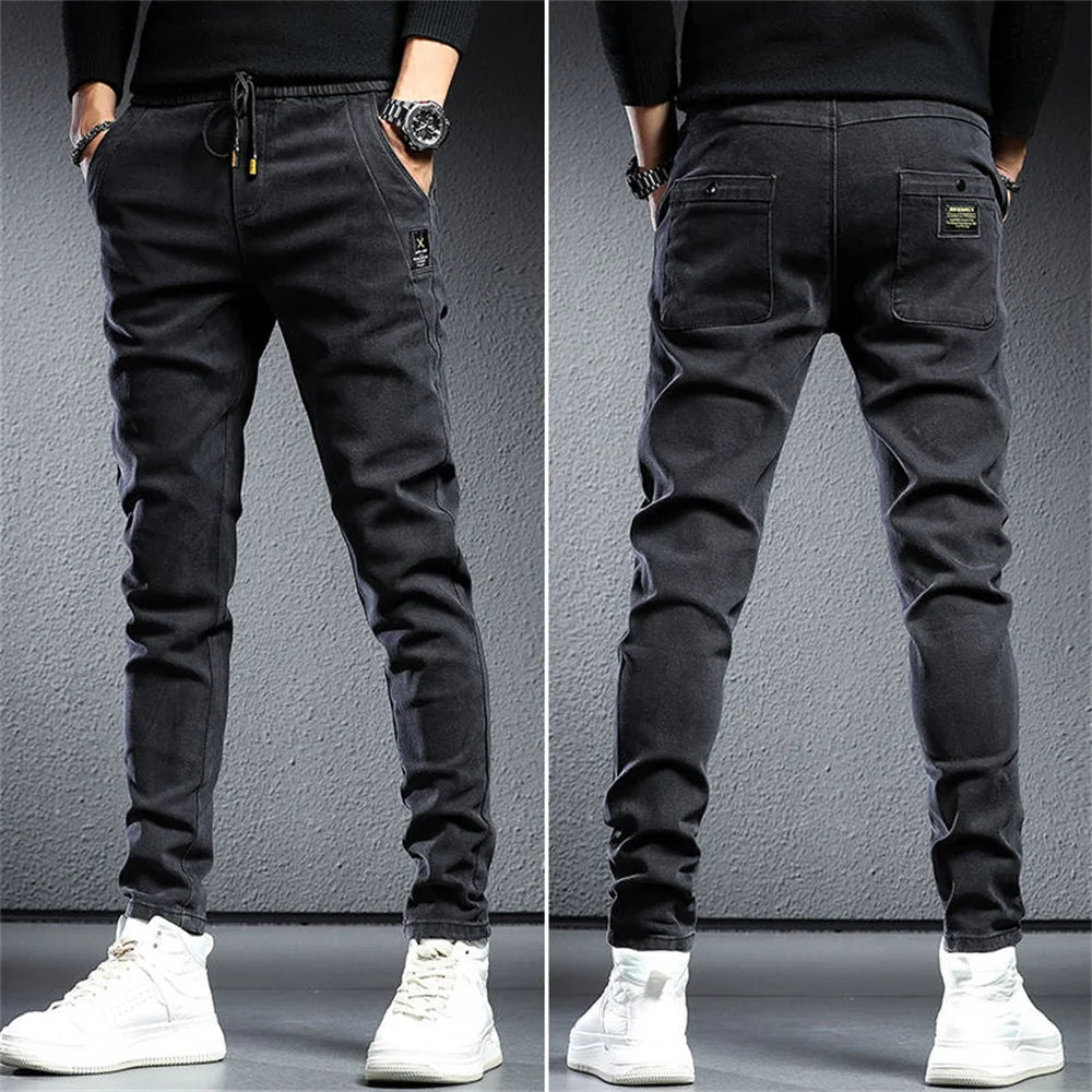 Spring Summer Black Gray Cargo Jeans Men Streetwear Denim Jogger Pants Men Baggy Harem Jean Trousers Cargo Pants Men Jeans