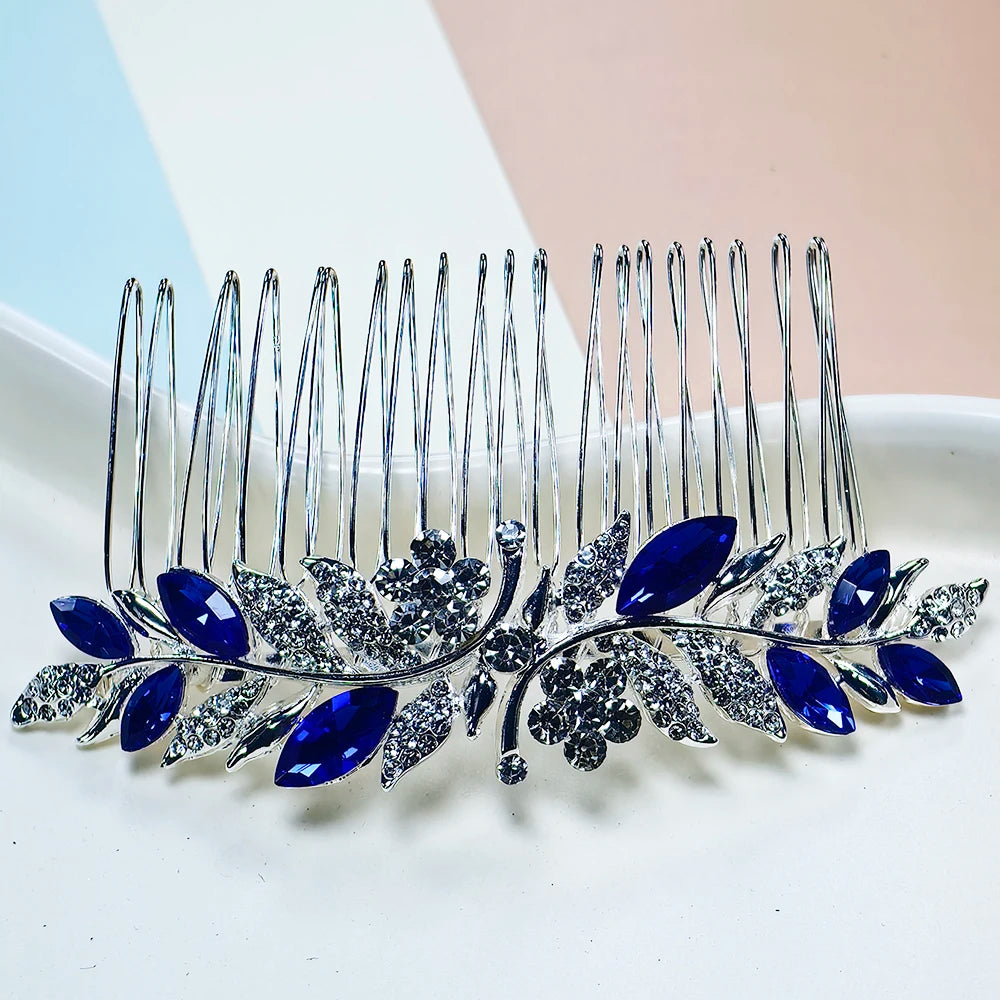 Dreamy Sapphie Blue  Wedding Headwear Hair Comb Bride Hair Accessories