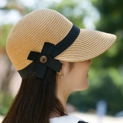 Hats Women's Summer Straw Hat Sunshade Beach Hat Equestrian Hat Sunscreen Sun Hat Duck Tongue Hat Outdoor Travel Summer