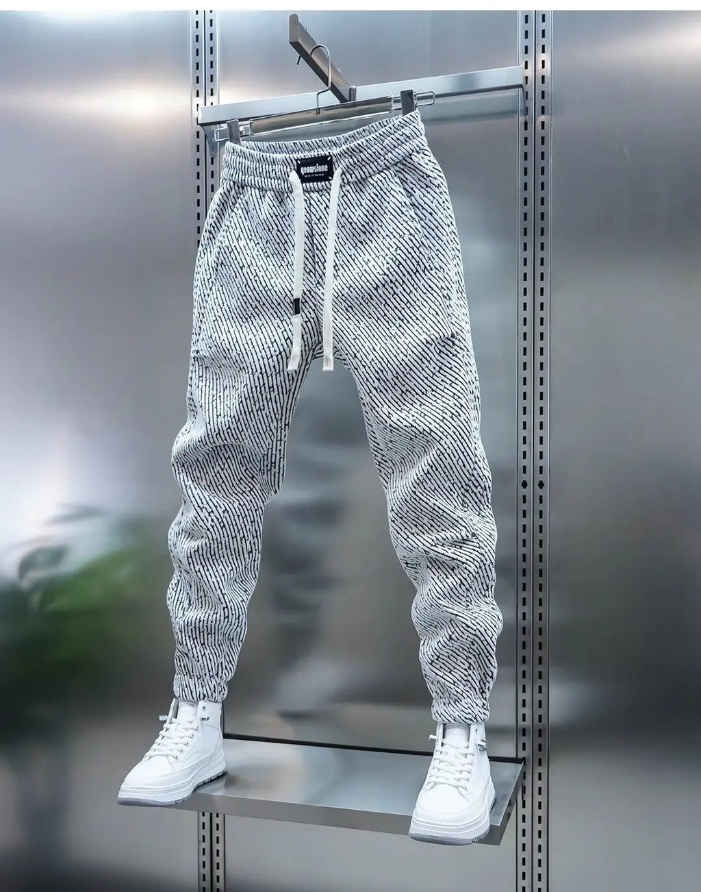 Spring and Autumn Men Harem Pants Zebra Striped Trousers Sport Clothing Cargo Sweatpants Brushed Loose Waist Versatile Pants