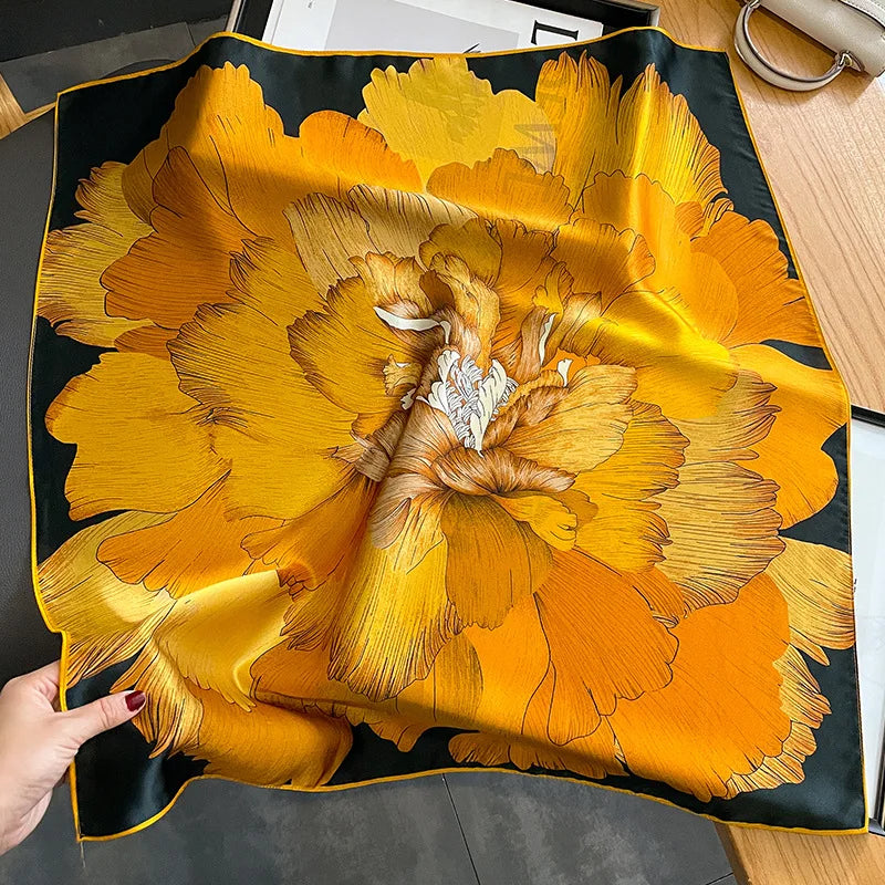 Fashion Scarves for Women Shawl Print Silk Satin Hijab Scarf Female Bandana 70*70cm Luxury Brand Square Shawls Scarfs for Ladies