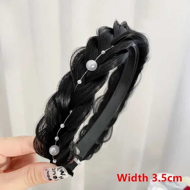 Women Synthetic Wig Braided Hair Bands Invisible Fashion Braids Hair Accessories Female Bohemian Nature Hair Headband for Party