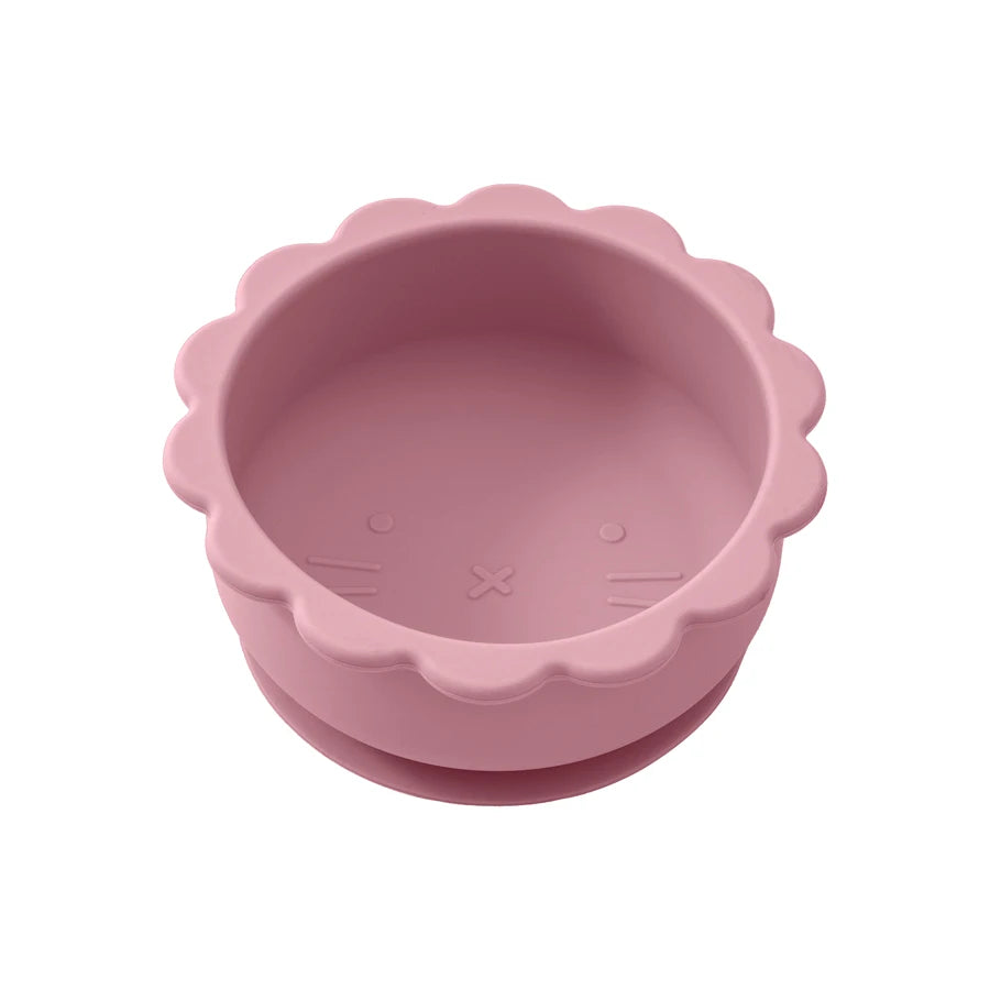 1PC Baby Silicone Bowl Cute Cartoon Lion Shape Baby Tableware Solid Color Baby Food Storage BPA Free Suction Baby Meal Tray