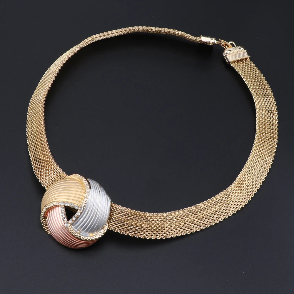 CYNTHIA Nigerian Women Wedding Jewelry Sets Dubai Gold Color Jewelry Sets African Women Necklace  Earrings Bracelet  Jewellery