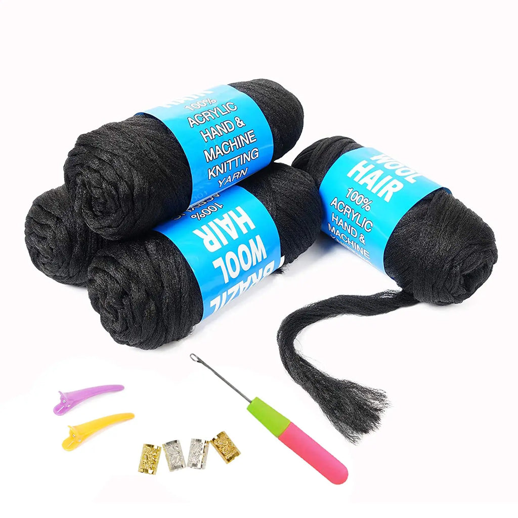 Synthetic Brazilian Wool Hair Extension for Women  African Low Temperature Senegalese Twist Faux Locs Wraps Jumbo Braiding Hair