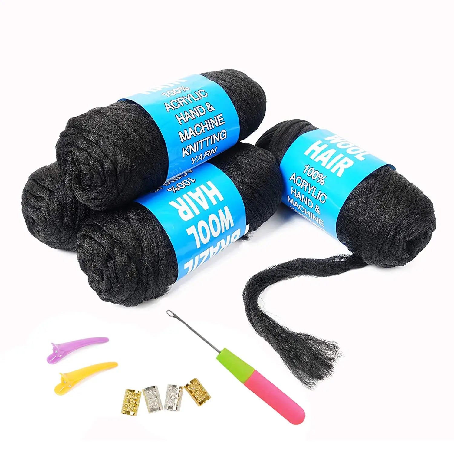 Synthetic Brazilian Wool Hair Extension for Women  African Low Temperature Senegalese Twist Faux Locs Wraps Jumbo Braiding Hair