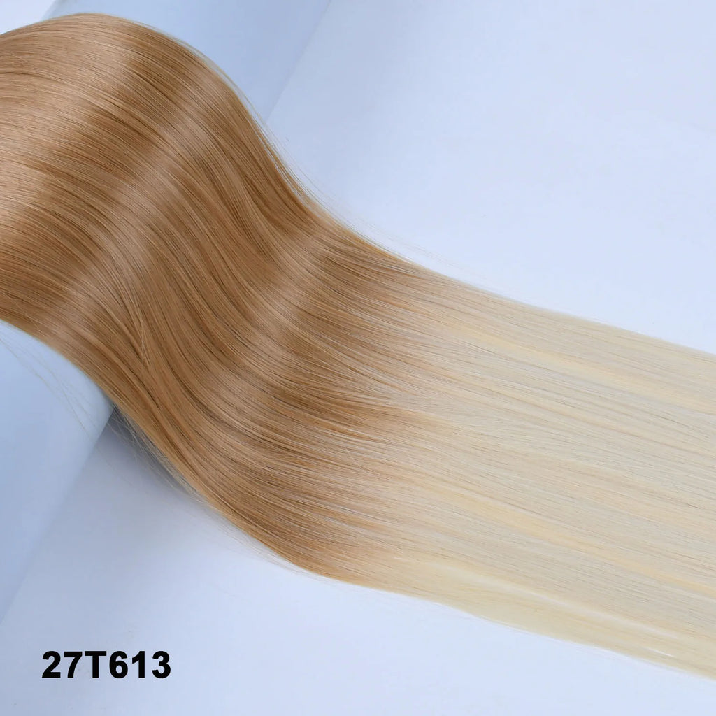 Women's Synthetic  String  Hair Extension No Clips No Glue Long Straight Invisible Hair Extensions Ombre Color Hairpiece