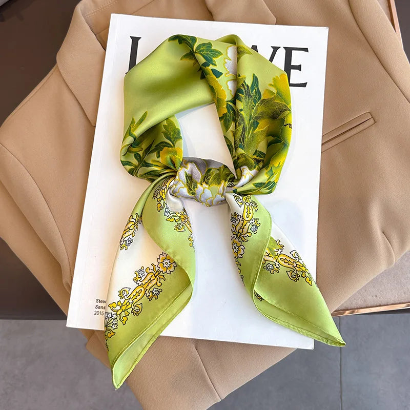 Fashion Scarves for Women Shawl Print Silk Satin Hijab Scarf Female Bandana 70*70cm Luxury Brand Square Shawls Scarfs for Ladies