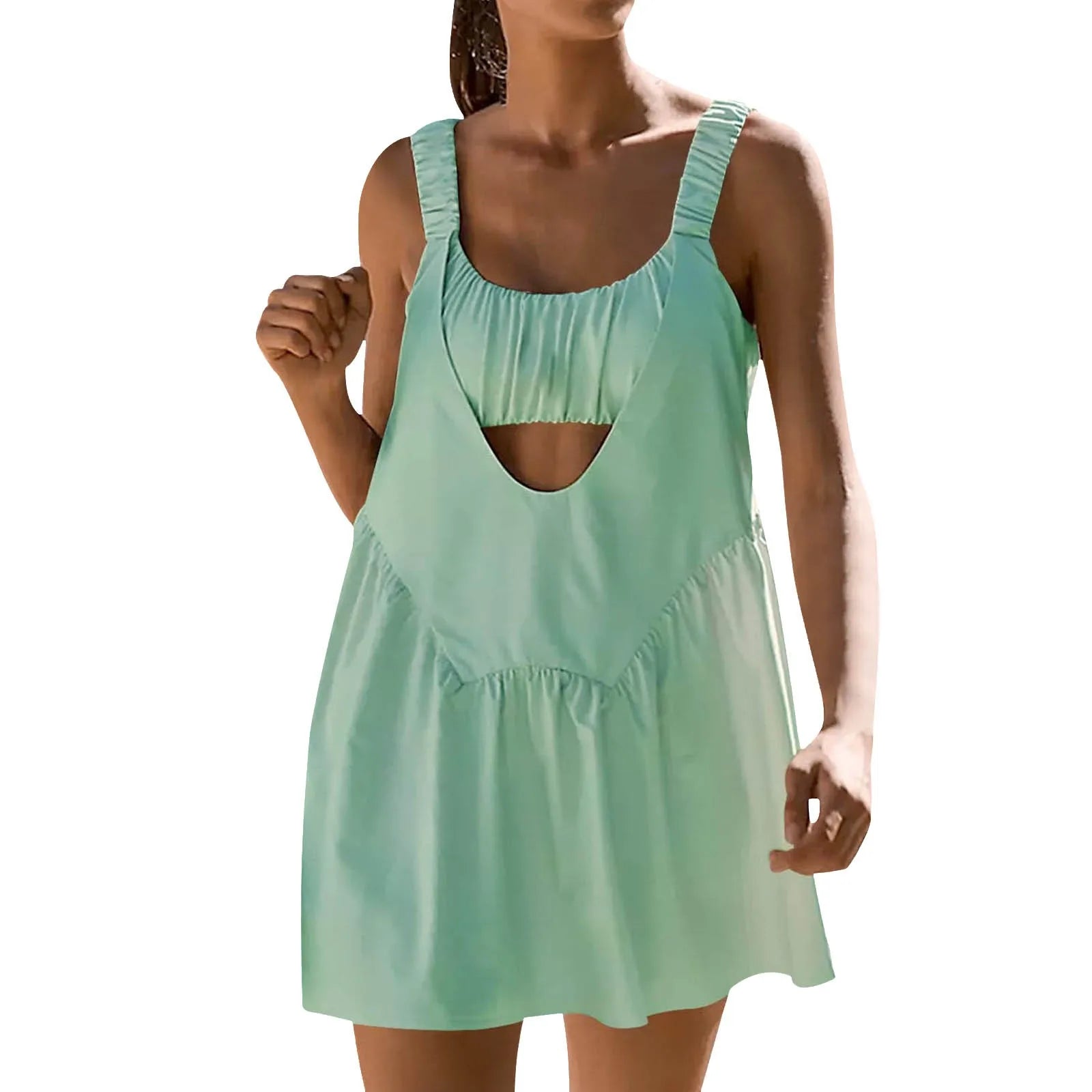 Women's Casual Dresses Summer Solid Color Sleeveless Dresses Beach Style Holiday Beach Dress Solid Color Plus-Size Dress Vestido
