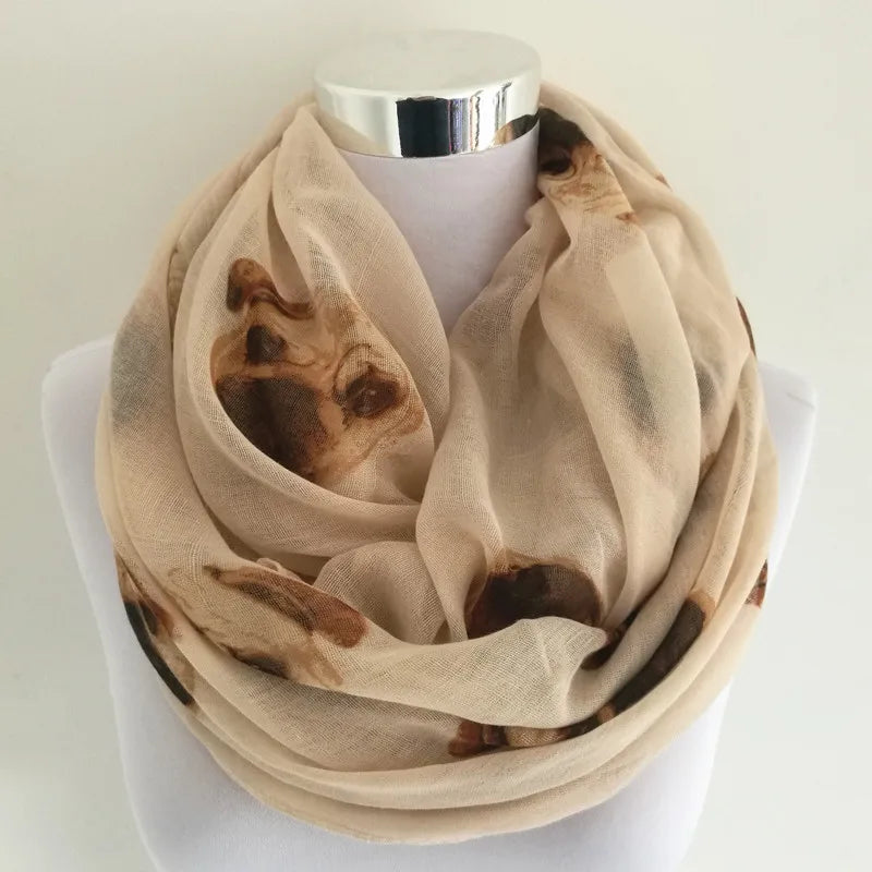 New Ladies Viscose Cotton Hedgehog Print Infinity Scarf for Women Variety of Animal Prints Circle Scarves Fashion Ring Scarfs
