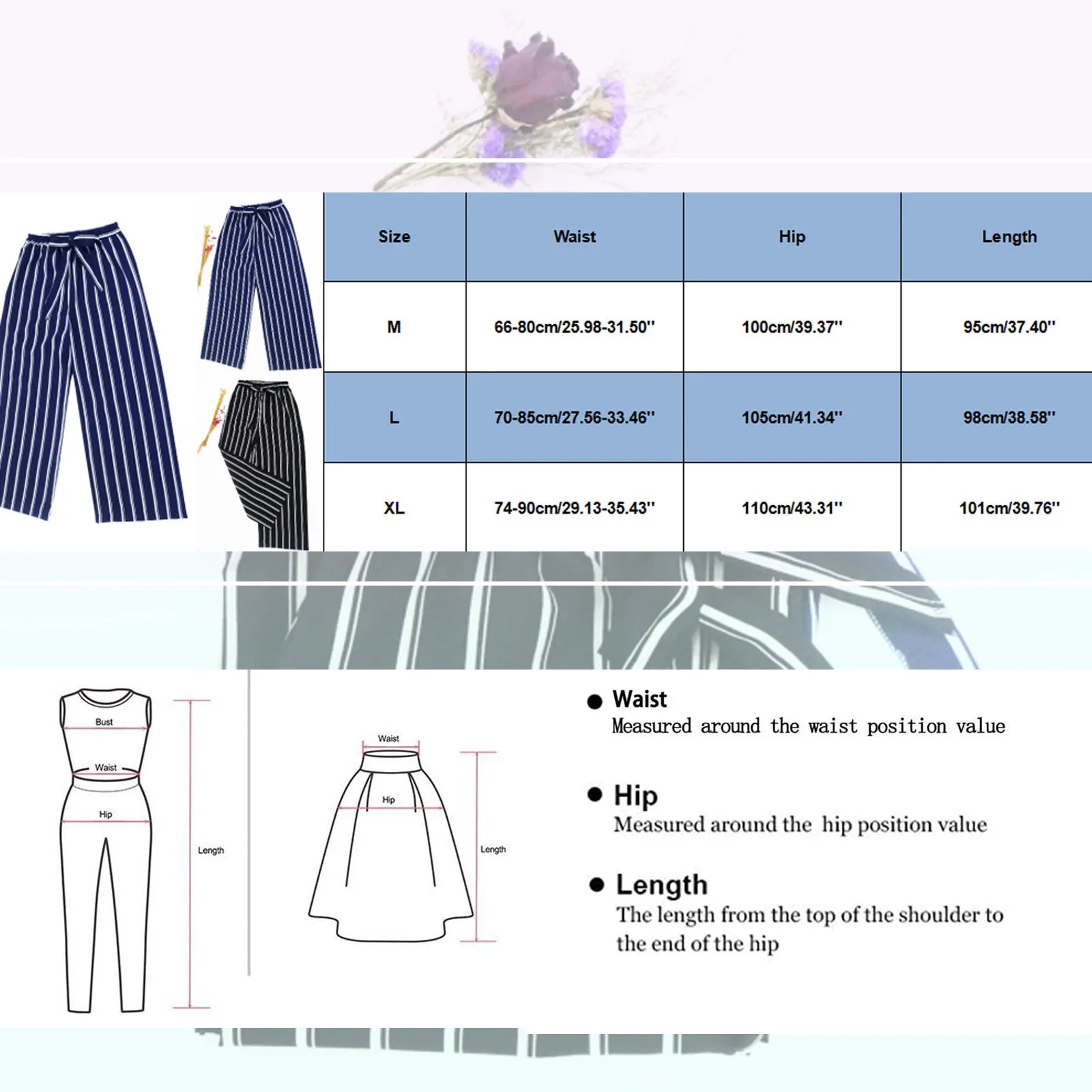 Ladies' Striped Elastic Waist Belted Long Wide Leg Pants Office Ladies Pant Soft Breathable Long Trousers 2023 Female Clothing
