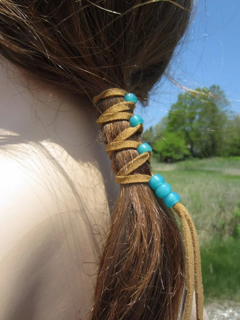 Hair Accessories Skull Jewelry Leather Ties Ponytail  Hair Glove Wrap