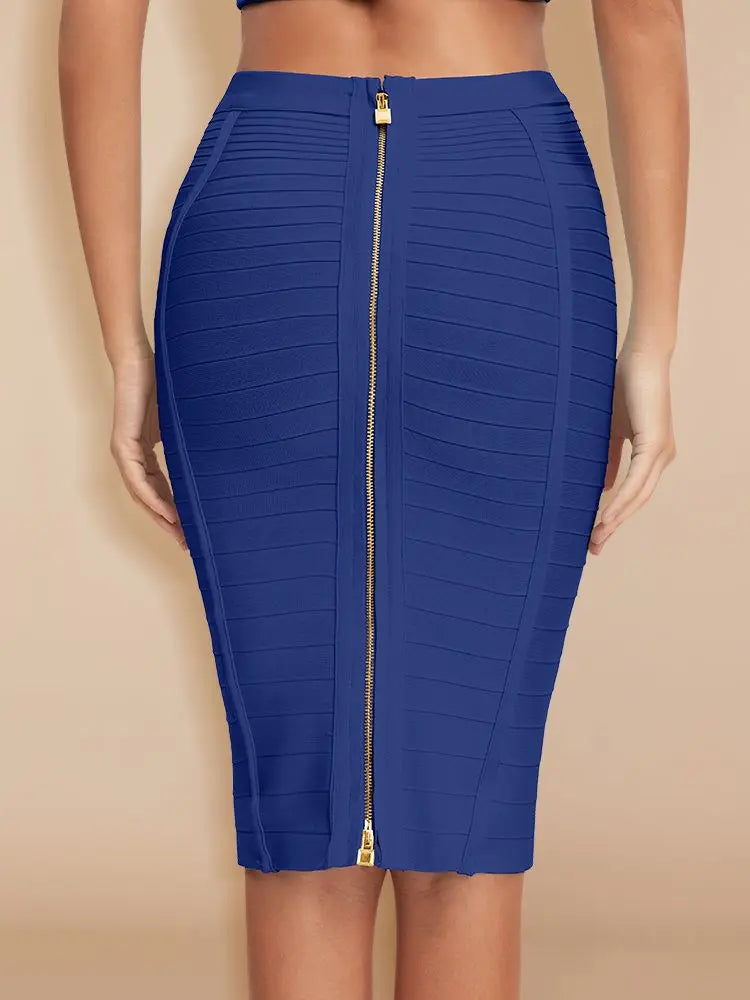 BEAUKEY Sexy Pencil Bandage Skirt Striped Quality Luxury Zipper Skirts Party Celebrity Wholesale XL Red Blue Black Slim Skirts