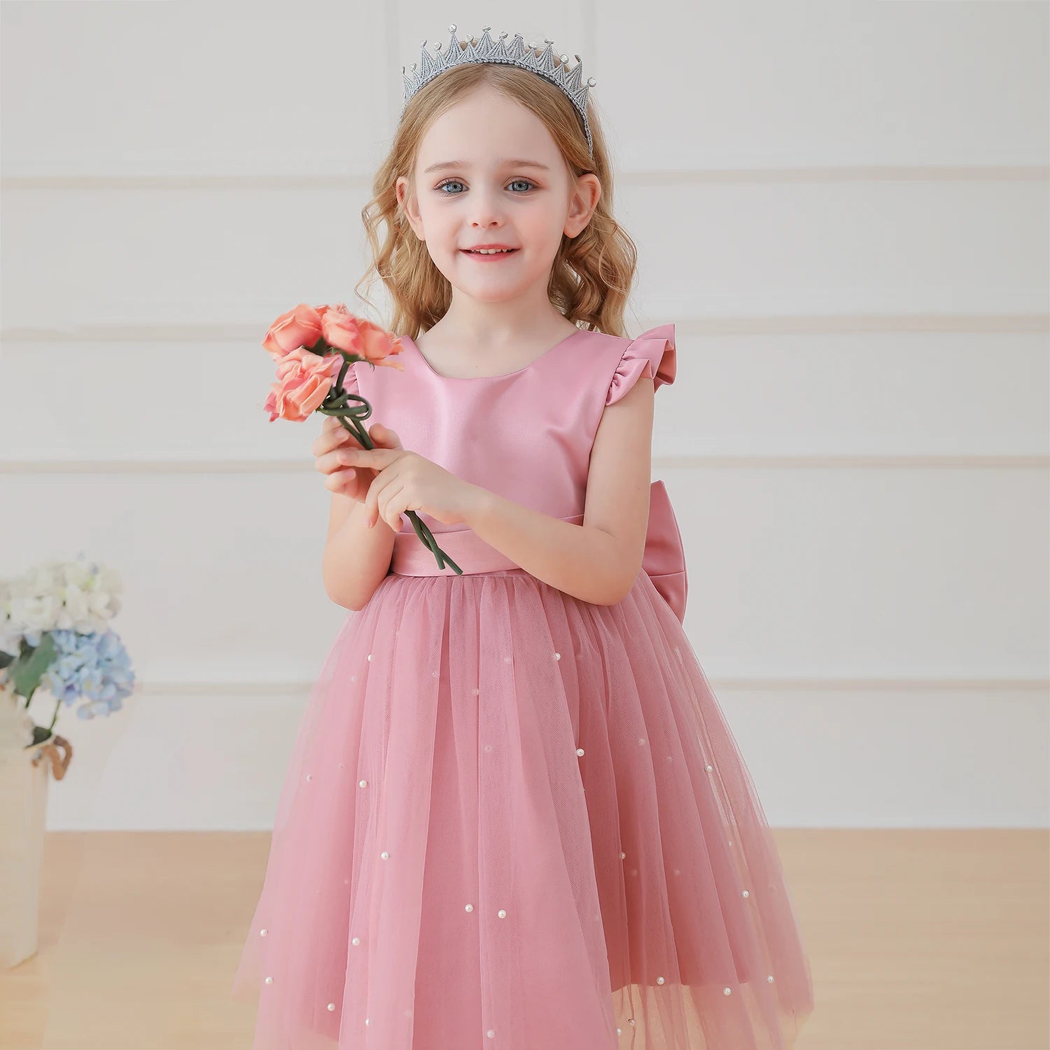 New Year Red Costume Girls Christmas Princess Dress Wedding Party Dresses Backless Bow Birthday Pageant Formal Dresses for Girls - My Store