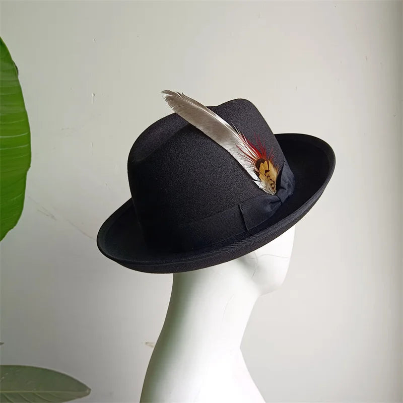 Hats Fedoras  Wide Brim Hat Panama Felt Hat for Male Jazz Hat Church Top Cap British Women Fedoras Hats for Men шляпа женская