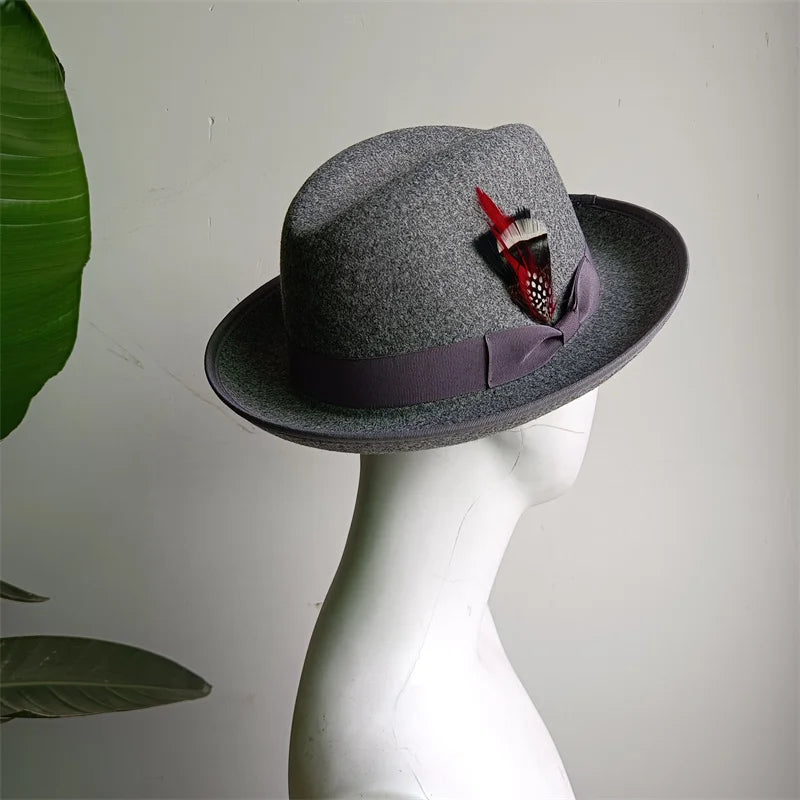 Hats Fedoras  Wide Brim Hat Panama Felt Hat for Male Jazz Hat Church Top Cap British Women Fedoras Hats for Men шляпа женская