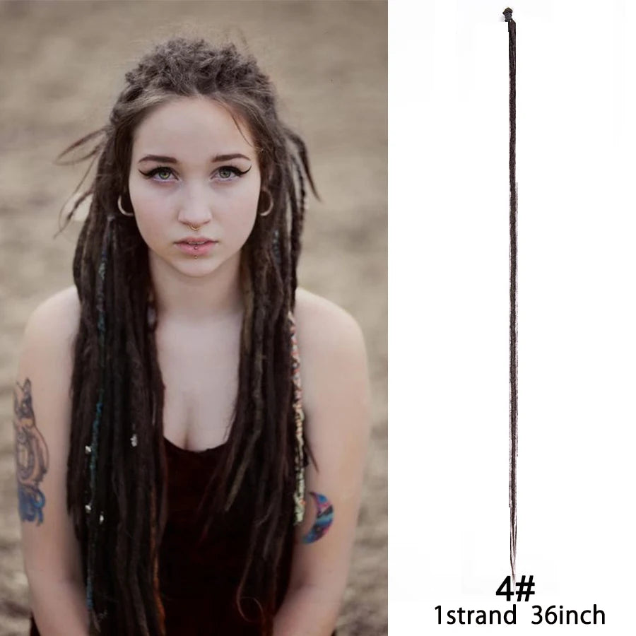 5 Strands Reggae Synthetic 20 36inch Handmade Dreadlocks Hair Extensions Faux Locks Crochet Hair Braid Hairpiece for Women/Men