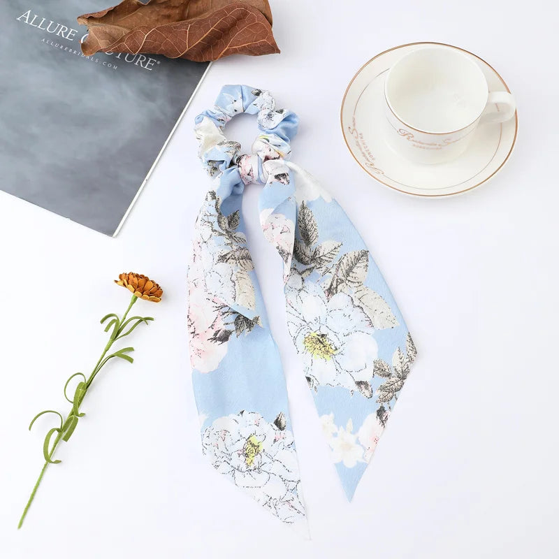 Fashion Dots Scrunchies Long Hair Rope Korean Hair Ties for Women Ponytail Scarf Sweet Elastic Hair Band Hair Accessories