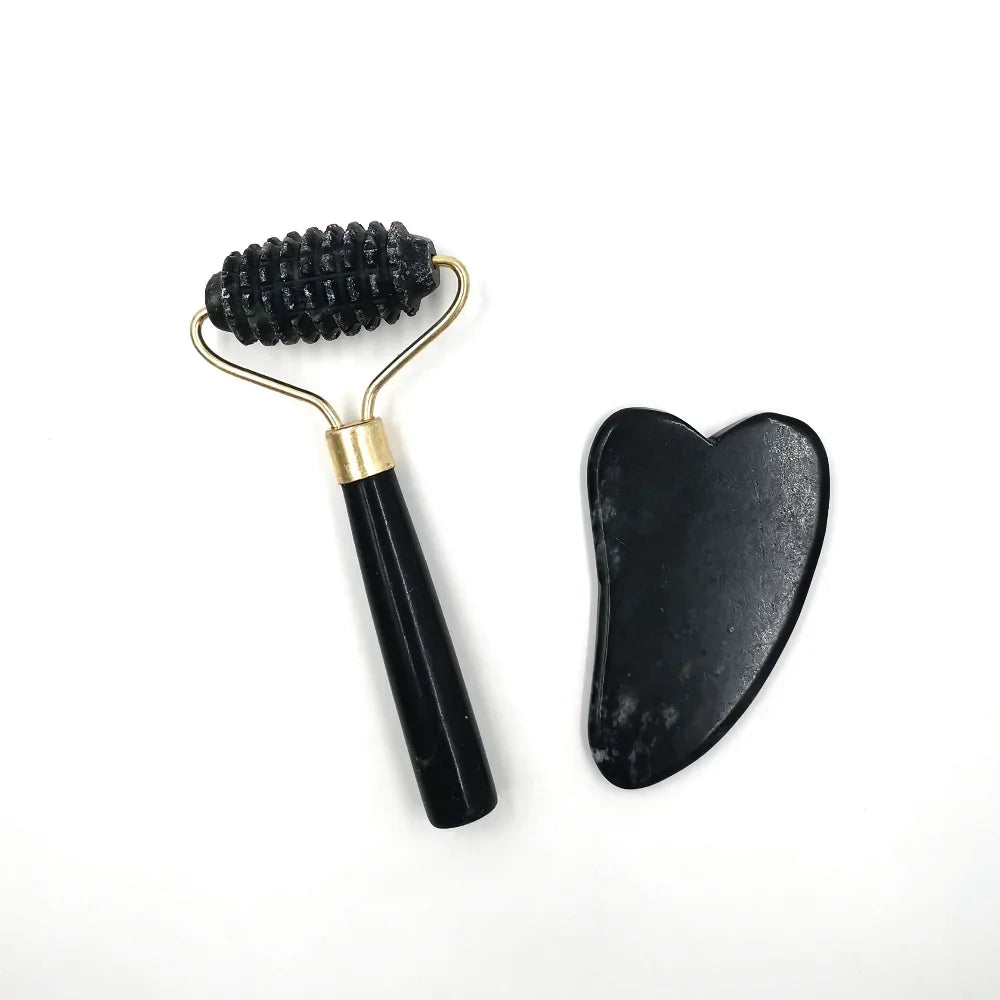 Obsidian Jade Roller Massager Gouache Scraper for Face Facial Skin Care Tools Natural Body Back Beauty Lifting Massagers Rollers