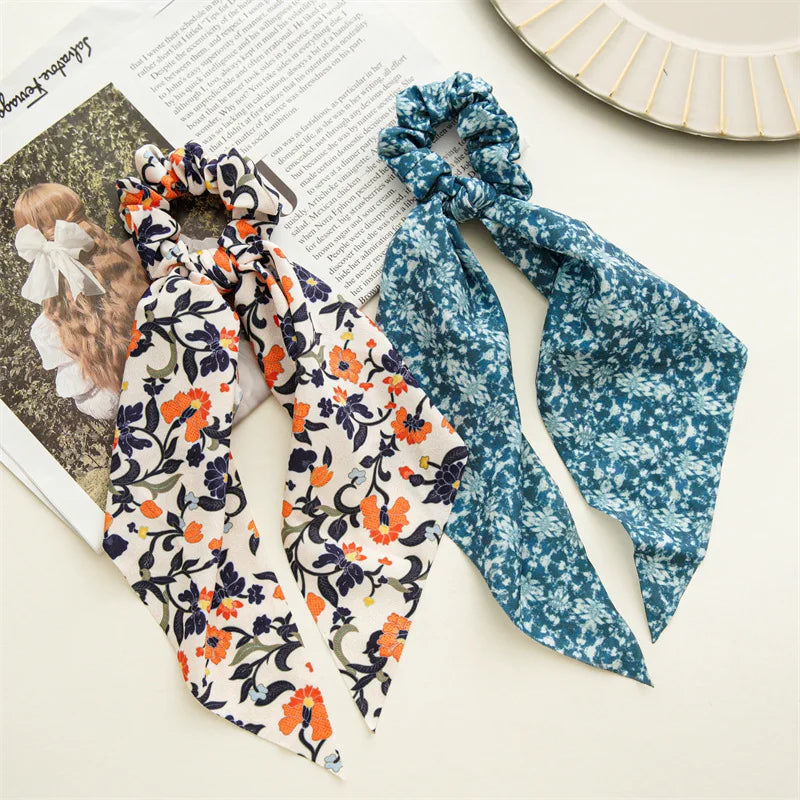 Fashion Dots Scrunchies Long Hair Rope Korean Hair Ties for Women Ponytail Scarf Sweet Elastic Hair Band Hair Accessories