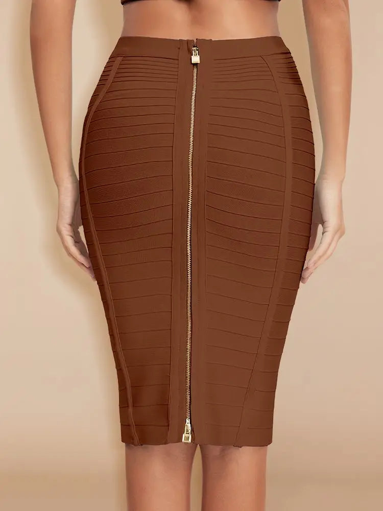 BEAUKEY Sexy Pencil Bandage Skirt Striped Quality Luxury Zipper Skirts Party Celebrity Wholesale XL Red Blue Black Slim Skirts