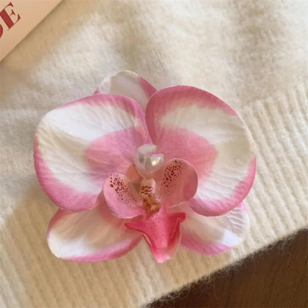 Hair Accessories Flower Hair Clip Hair Ornament Pink Orchid Orchid Hairpin Side Barrettes Headdress Bohemia Barrettes