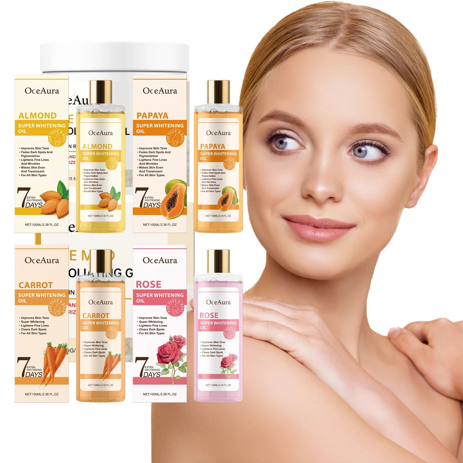 OCEAURA Super Whitening Oil Gentle Moisturizing Body Skin Moisturizing Daily Massage Care Essential Oil Deeply Nourish 3.38 OZ