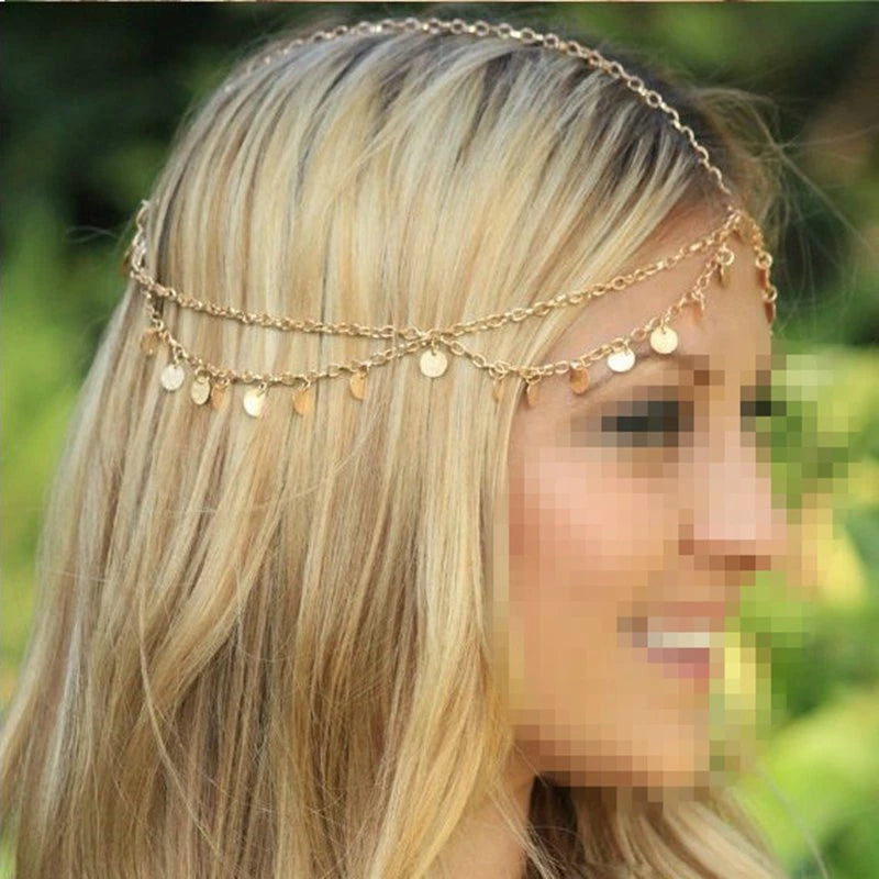 Boho Crystal Bride Headdress Hair Accesories New Fashion Elegant Head Chain Jewelry Women Wedding Accessories Bridal Headpiece