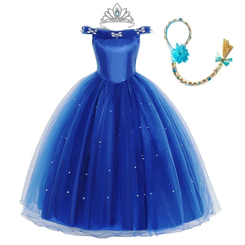 Girls Cinderella Dress Christmas Halloween Party Princess Costumes Kids Birthday Gown Dresses