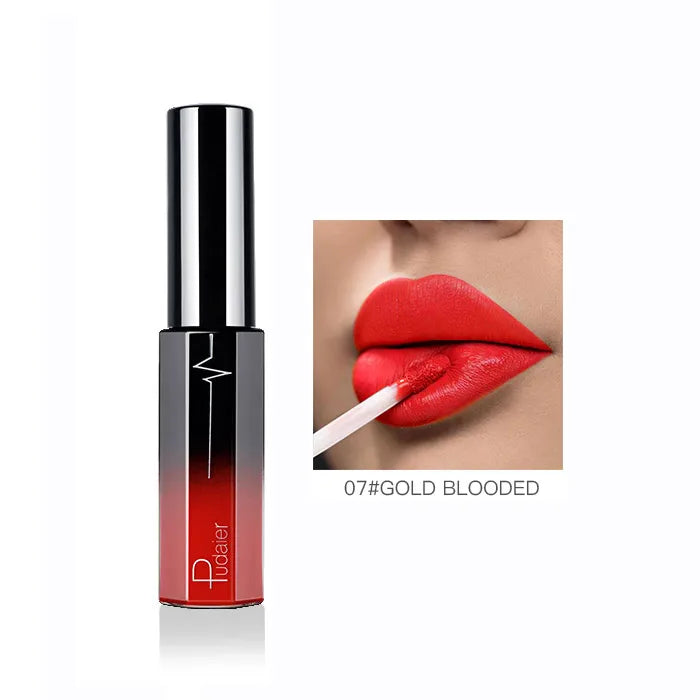 Pudaier Semi Matte Liquid Lipstick Lips Makeup Half Moisturizing Lip Gloss Makeup Cosmetics Moisturizer Lipgloss Make Up Batom - My Store