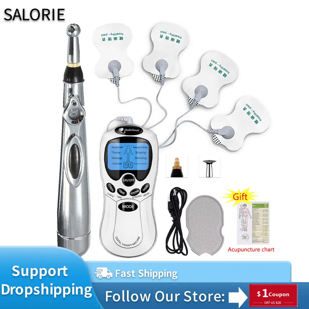 EMS TENS Unit Health Herald Digital Therapy Machine Acupuncture Pen Meridians Laser Meridian Energy Body Massage Pen Health Care