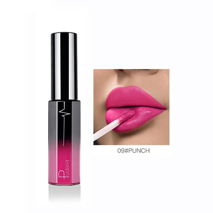 Pudaier Semi Matte Liquid Lipstick Lips Makeup Half Moisturizing Lip Gloss Makeup Cosmetics Moisturizer Lipgloss Make Up Batom - My Store