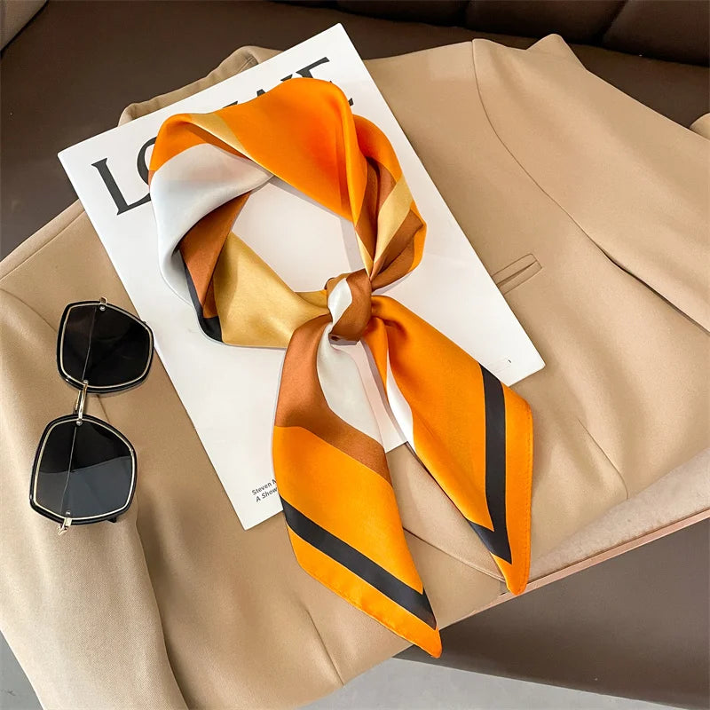 Fashion Scarves for Women Shawl Print Silk Satin Hijab Scarf Female Bandana 70*70cm Luxury Brand Square Shawls Scarfs for Ladies