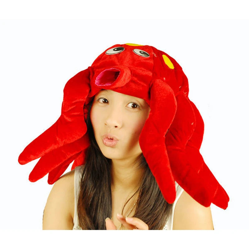 Adult Deluxe Funny Party Hats Plush Squid Hat Crazy Octopus Hats Dress Up Halloween Costume Accessories