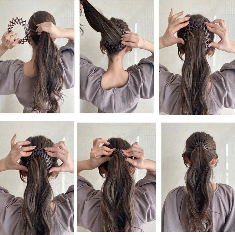 Magic Hair Clip Bird Nest Shaped Hair Holder Velvet Hair Ring Ball Head Hair Device High Ponytail  Artifact Hair Accessories