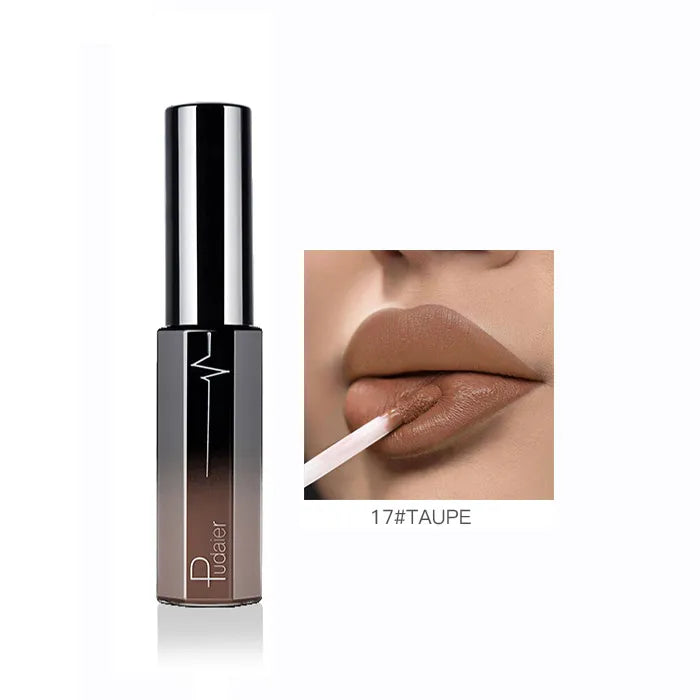 Pudaier Semi Matte Liquid Lipstick Lips Makeup Half Moisturizing Lip Gloss Makeup Cosmetics Moisturizer Lipgloss Make Up Batom - My Store