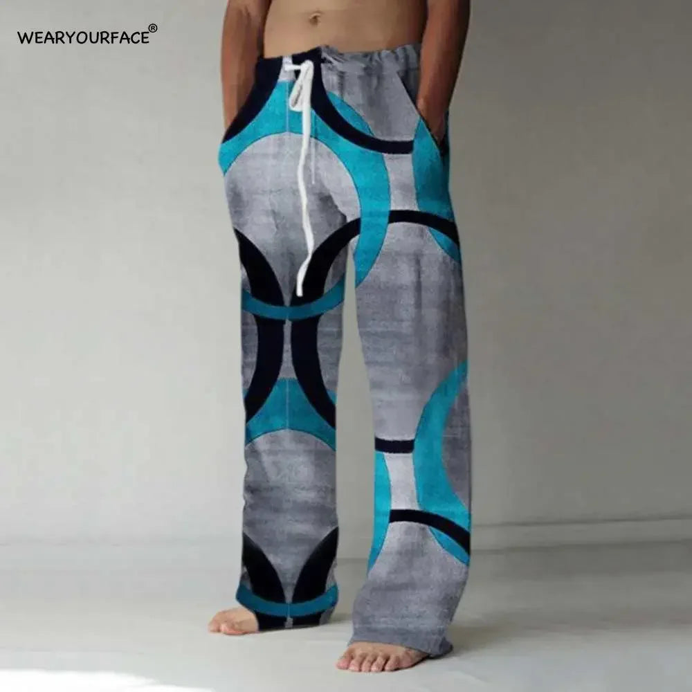 Stars and Stripes Straight Full Length Wide Leg Pants Printed Hipster Fashion Trousers Streetwear Jogger Sweatpants Men Clothing