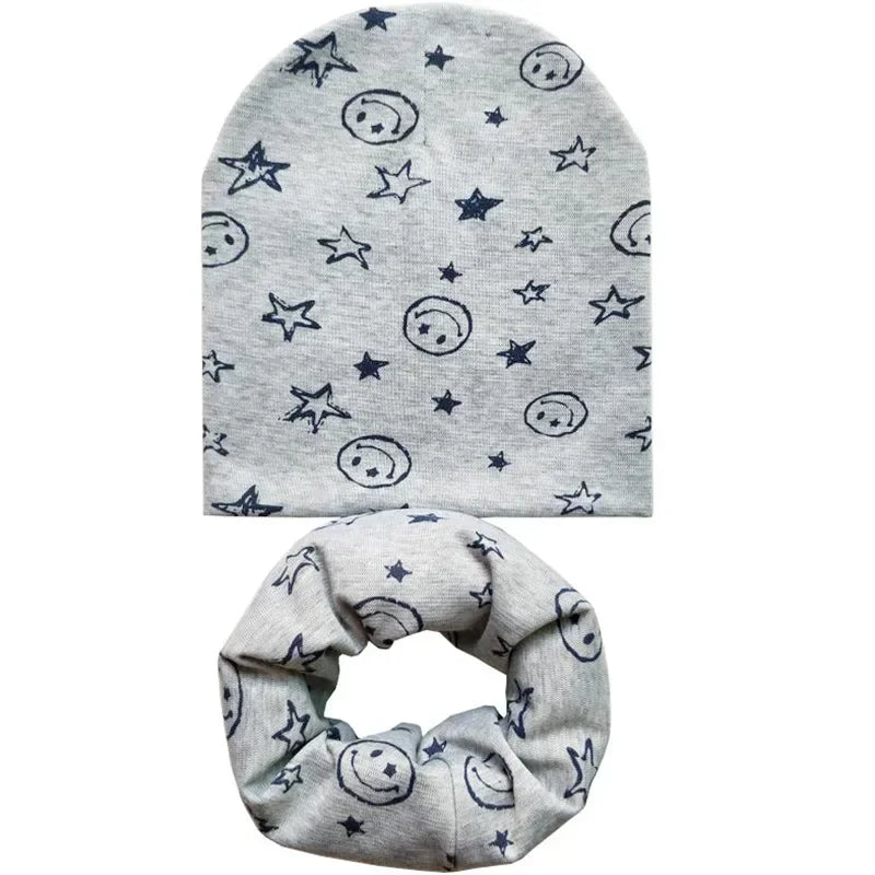 Winter Spring Cotton Baby Hat Scarf Infant Hat Set Duvet Fabric Beanie Hats for Kids Baby Girl Hat Baby Boy Hat Plush Warm Hat