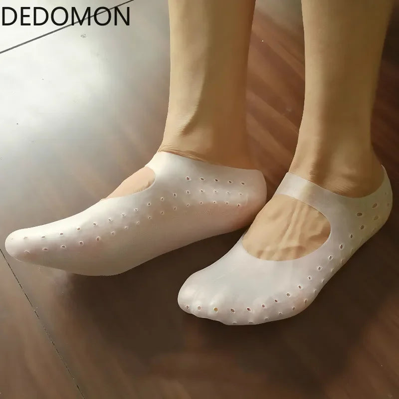 1 Pair Gel Sock Silicone Foot Care Tool Feet Protector Pain Relief Crack Prevention Moisturize Dead Skin Removal Sock With Hole