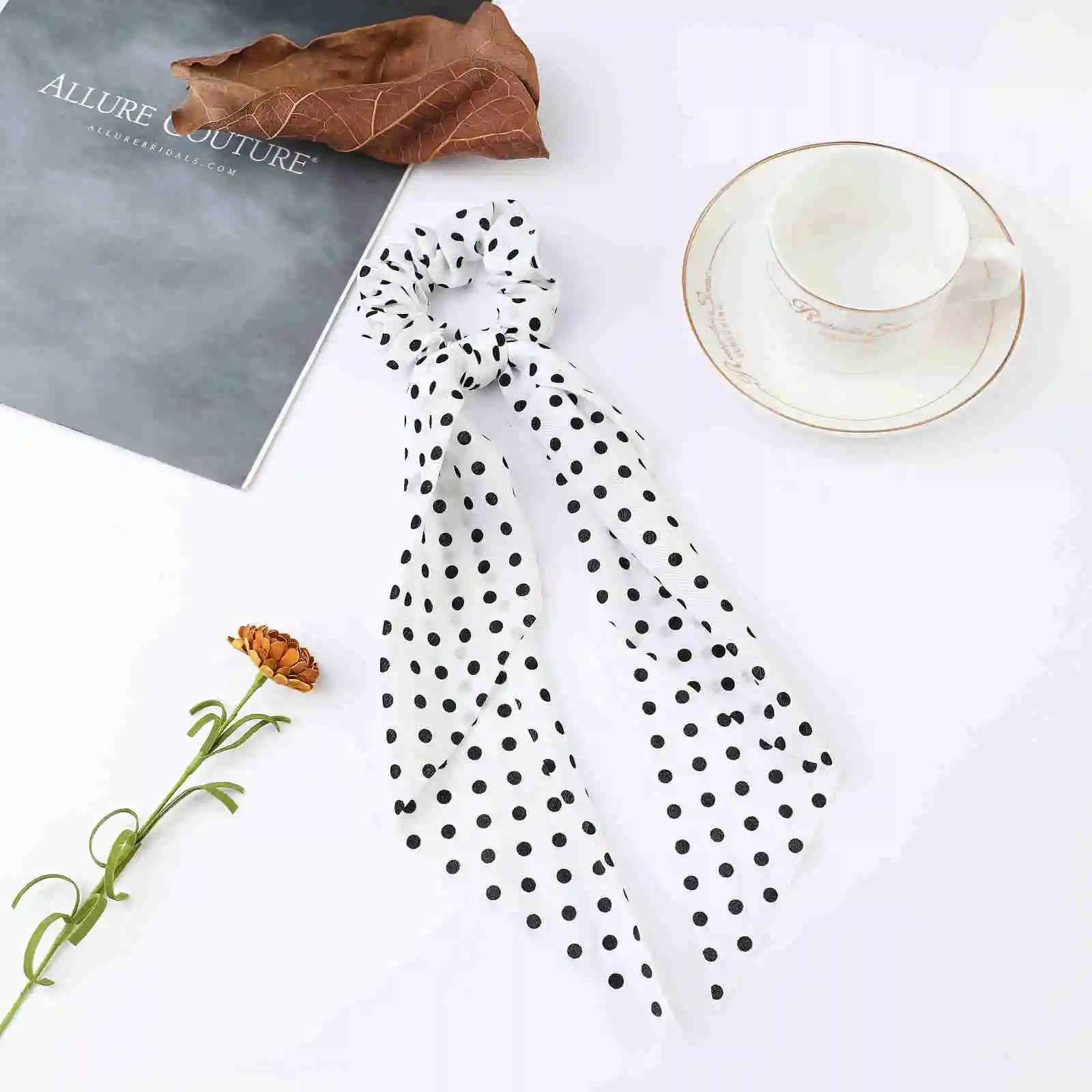 Fashion Dots Scrunchies Long Hair Rope Korean Hair Ties for Women Ponytail Scarf Sweet Elastic Hair Band Hair Accessories