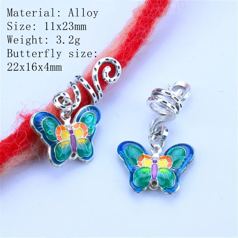 5pcs/Bag Hair Braid Bead Butterfly Dreadlock Beads Ring Braiding Hair Sparkly Hair Styling Tool Bohemian Braid Hairs Accessories