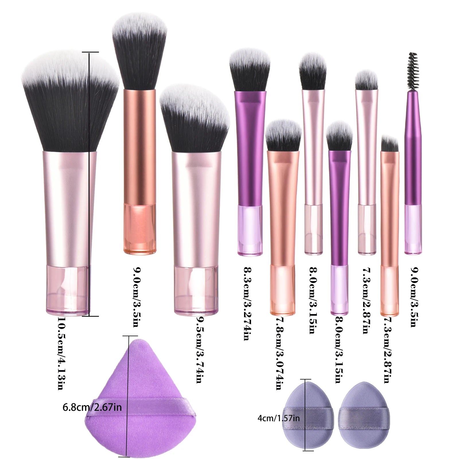 10 Color Mini Makeup Brush Travel Portable Makeup Tool Makeup Puff - Palm Brush Professional Makeup Tool Set Christmas Gift - My Store