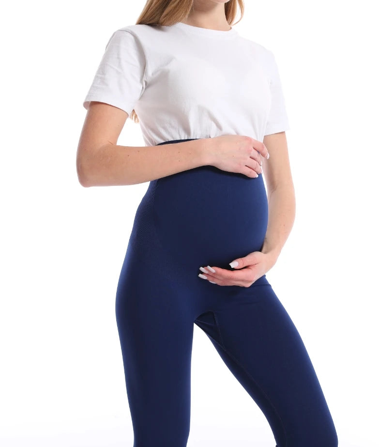 High Waist Pregnancy Leggings Skinny Maternity Clothes for Pregnant Women Belly Support Knitted Leggins Body Shaper Trousers