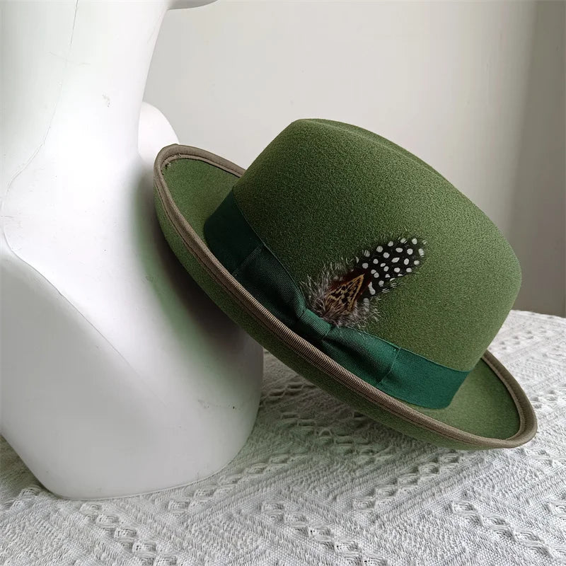 Hats Fedoras  Wide Brim Hat Panama Felt Hat for Male Jazz Hat Church Top Cap British Women Fedoras Hats for Men шляпа женская