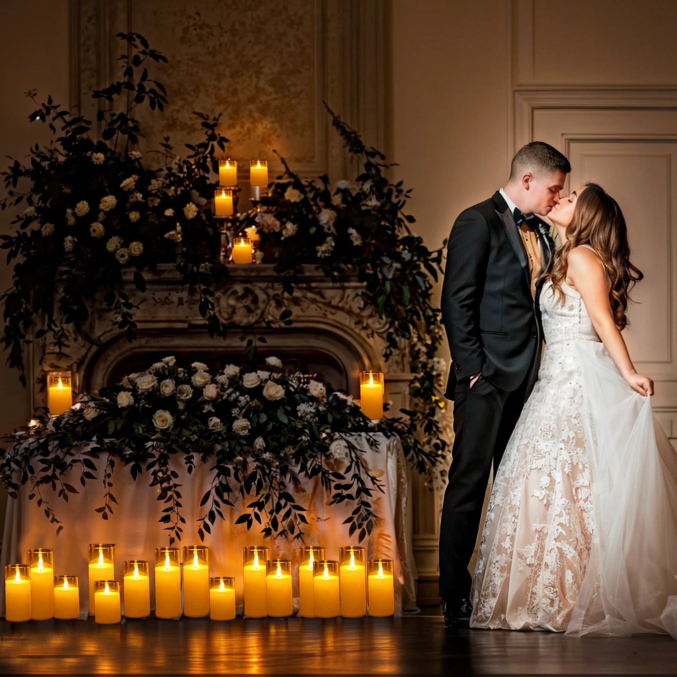 6-60pcs Acrylic Glass Led Candles With Batteries Wedding Flameless Candles Flickering Pillar Candle for Home Party Outdoor Decor